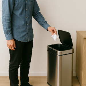 自動開閉ゴミ箱の非接触投棄